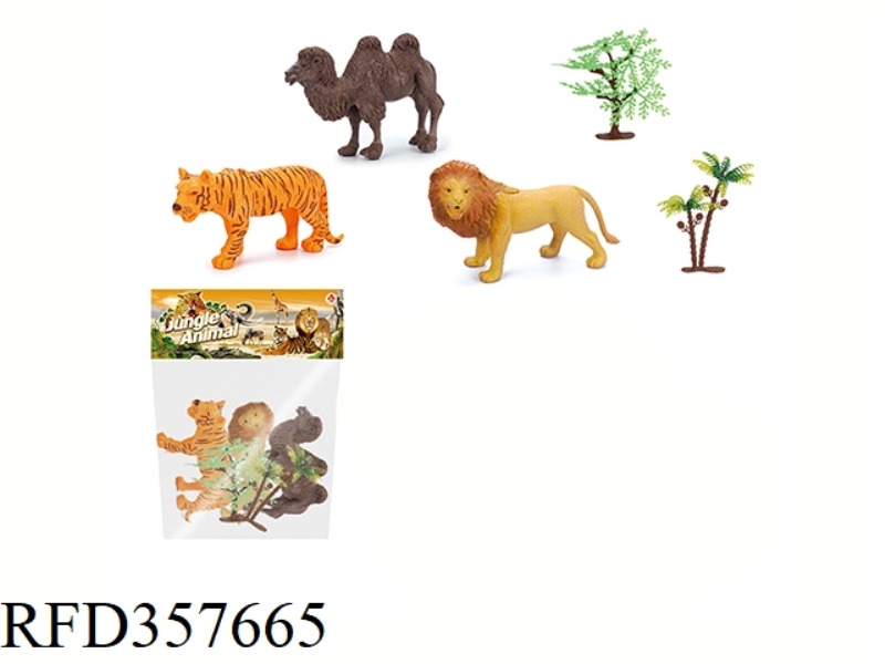 3PCS WILD ANIMAL SET WITH TREE 5 INCHES