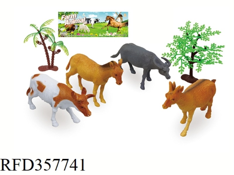 4PCS 5 INCH FARM ANIMAL WITH TREE SET