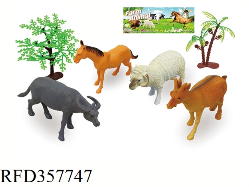 4PCS 5 INCH FARM ANIMAL WITH TREE SET