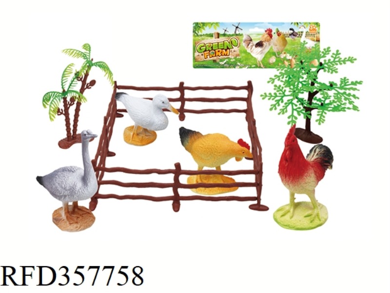 4PCS 5 INCH POULTRY ANIMAL WITH TREE SET