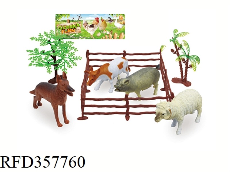 4PCS 5 INCH POULTRY ANIMAL WITH TREE SET