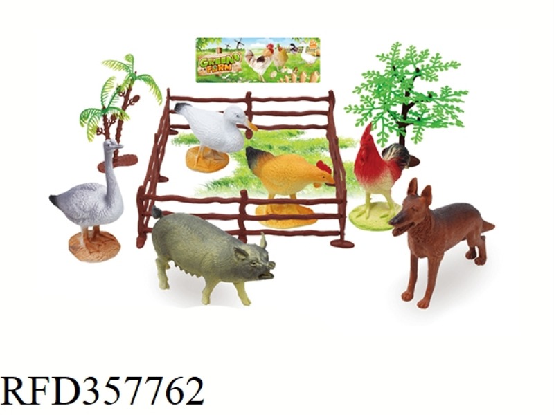 6PCS 5 INCH POULTRY ANIMALS WITH TREE SET