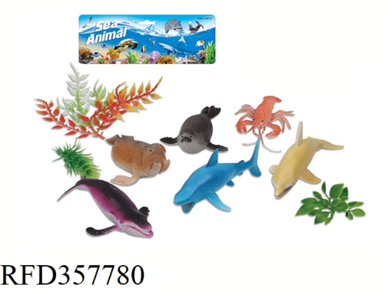 6PCS 5 INCH MARINE ANIMAL WITH TREE SET