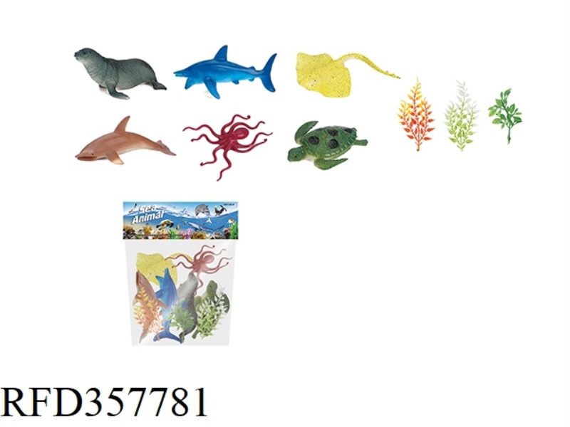 6PCS 5 INCH MARINE ANIMAL WITH TREE SET