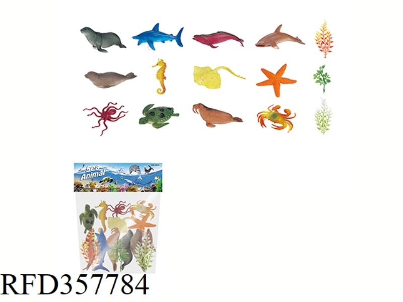 12PCS 5 INCH MARINE ANIMAL WITH TREE SET