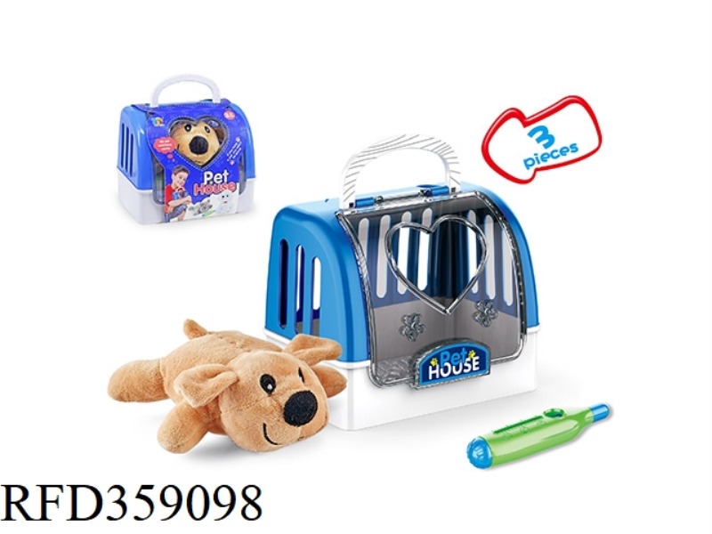 FINE EMBROIDERY PET CAGE FOR LYING DOG WITH MEDICAL EQUIPMENT