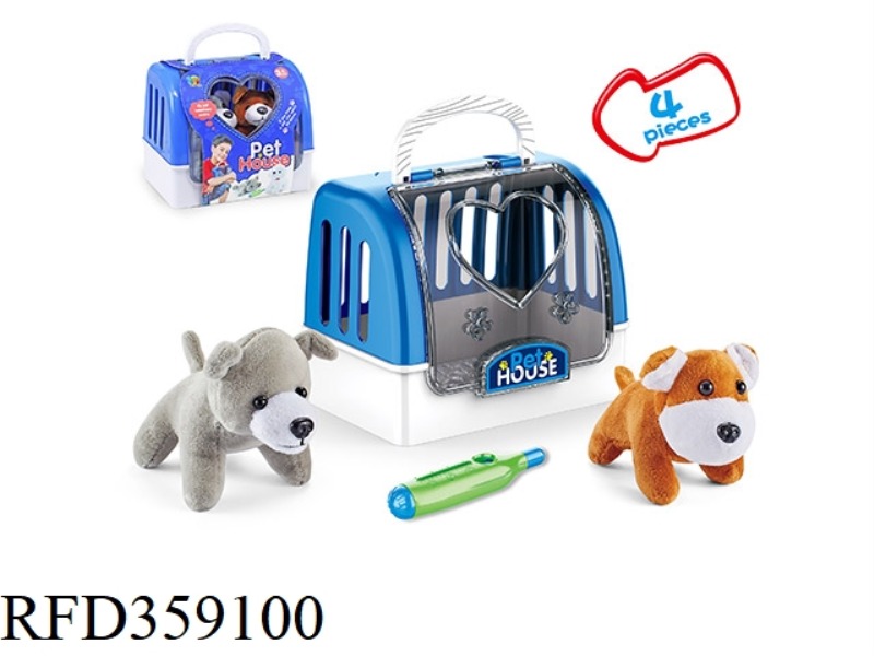 PLUSH BEAGLE WITH MEDICAL EQUIPMENT PET CAGE
