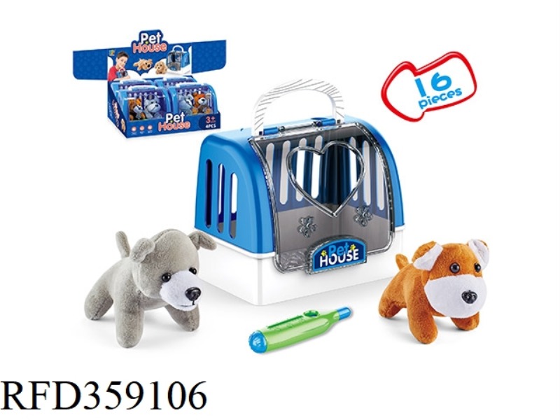 PLUSH BEAGLE WITH MEDICAL EQUIPMENT PET CAGE