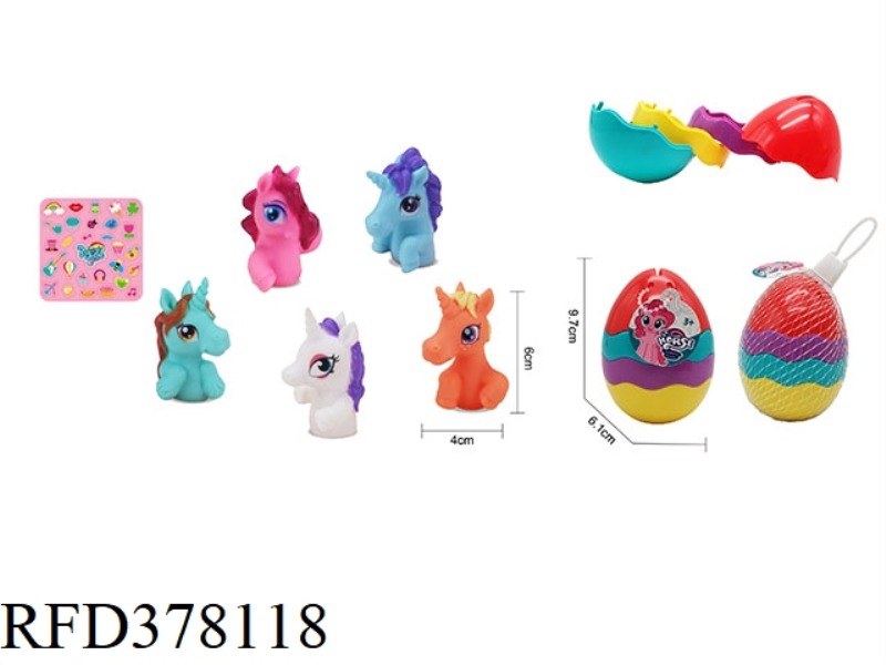 CARTOON HORSE FINGER SET OF COLORFUL EGGS