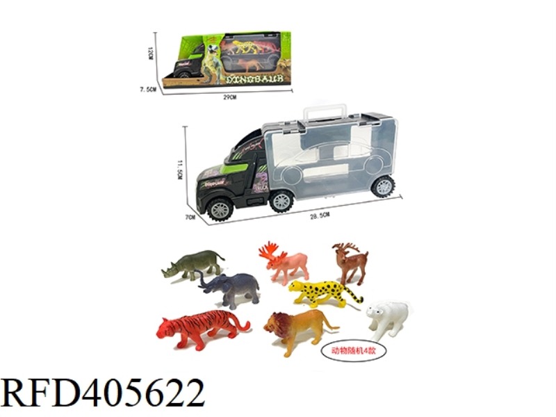 29CM PORTABLE TRAILER CONTAINER TRUCK WITH 4 ANIMALS