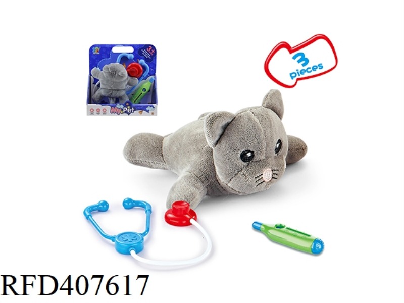 BOUTIQUE EMBROIDERY LYING CAT PET DOCTOR
