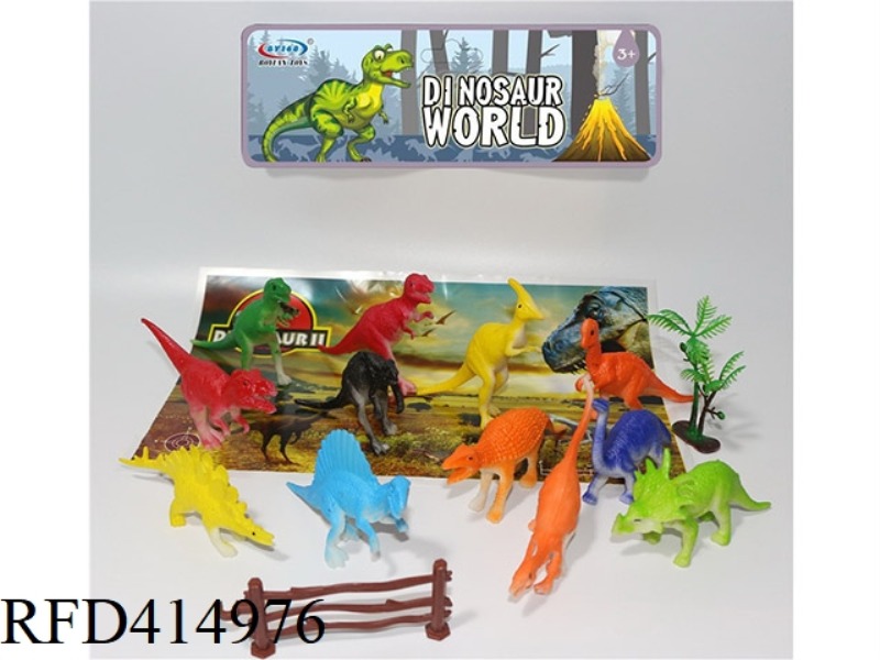 4.5-INCH DINOSAUR 12-PIECE SET, WITH TREE, FENCE, MAP