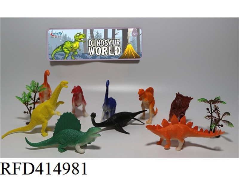 5.5 INCH SIMULATION DINOSAUR 9 PIECE SET, WITH TREE