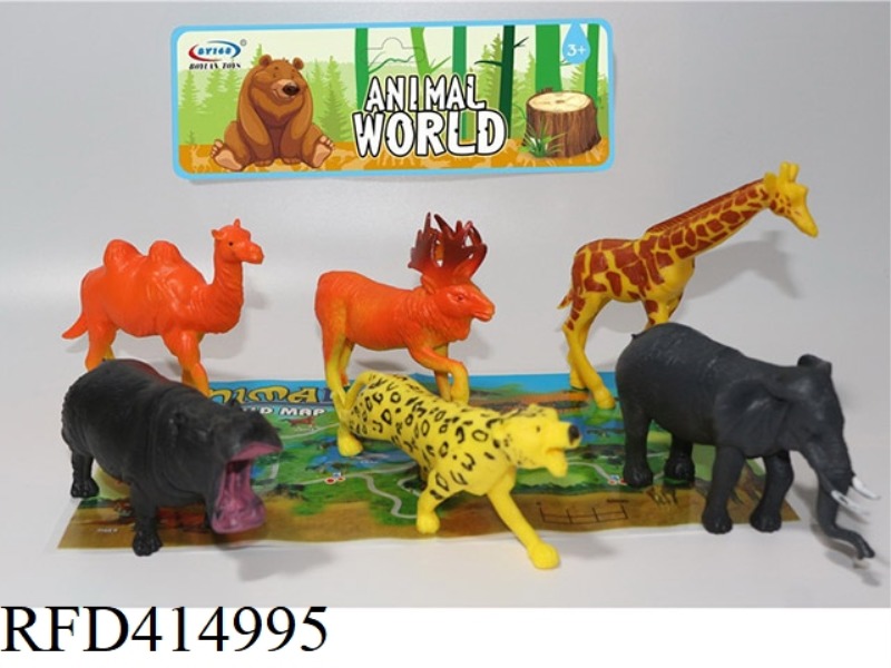 6-PIECE SET OF FOREST ANIMALS WITH MAP
