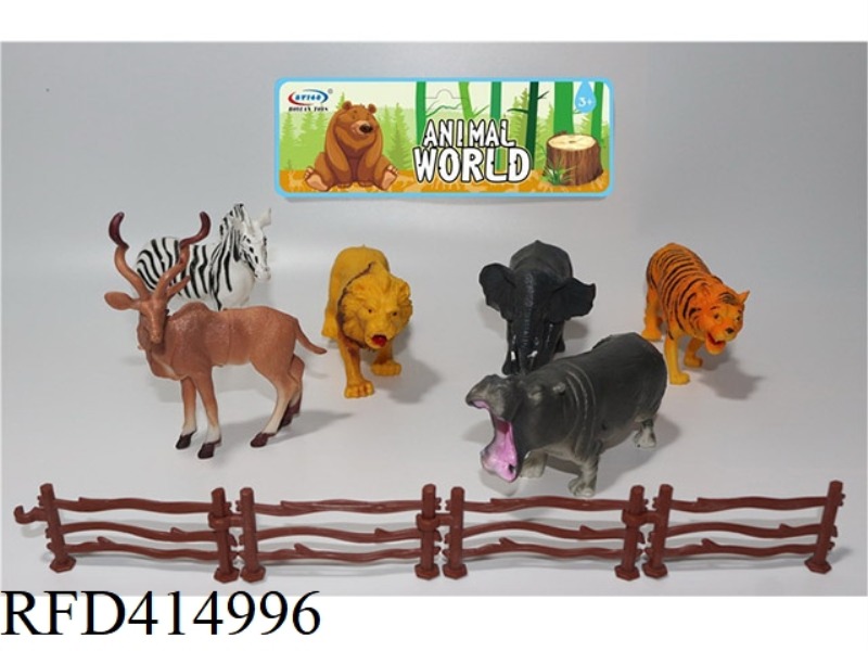 6-PIECE SET OF FOREST ANIMALS WITH FENCE