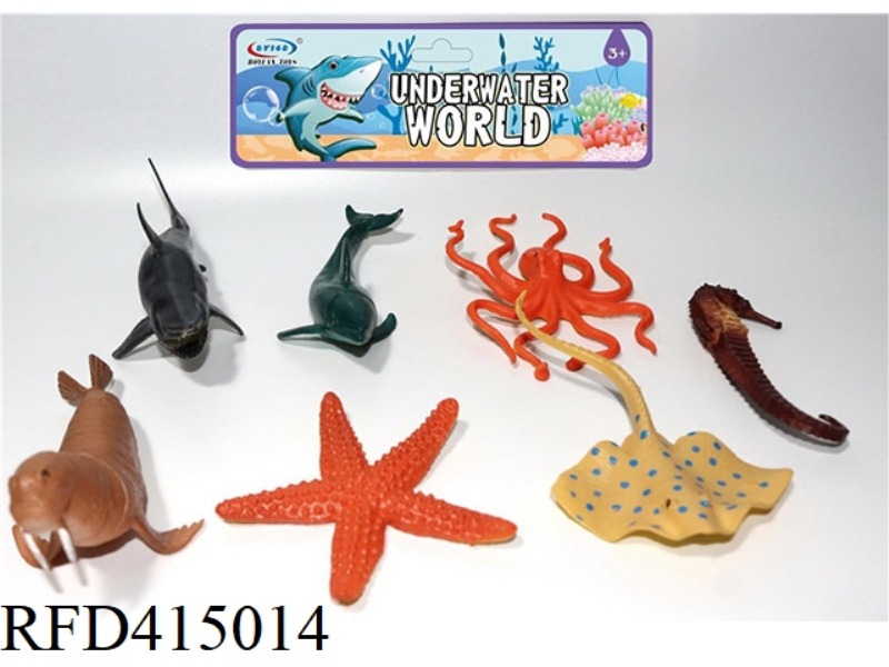 7-PIECE SET OF SIMULATED MARINE LIFE