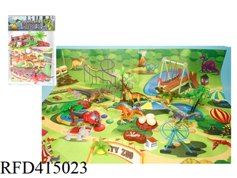 DINOSAUR 16 PIECE SET WITH CARPET