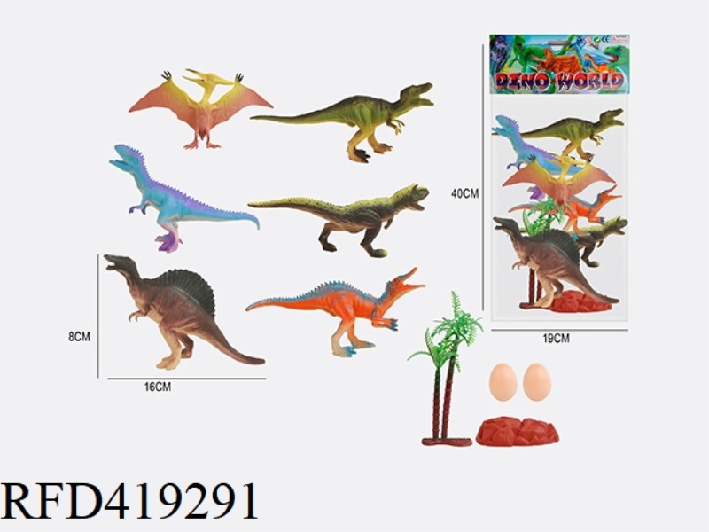 6.2 INCH 10PCS DINOSAUR ANIMAL SUIT 6 ANIMALS + 2 EGGS + 1 TREE + 1 STONE