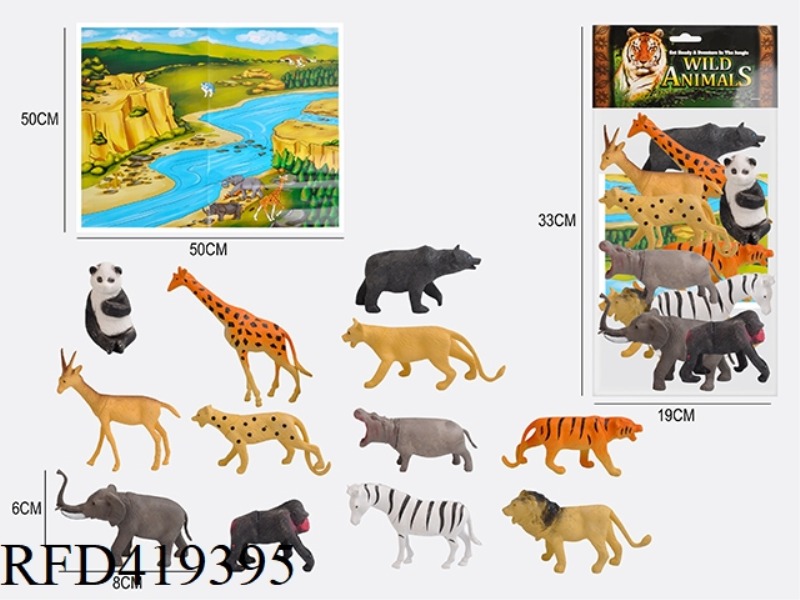 3.5 INCH 12 WILD ANIMALS SET + 1 MAP