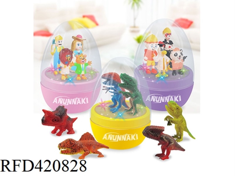 LIGHT MUSIC BOX ROTATING TABLE + 6 DINOSAUR MODEL SET