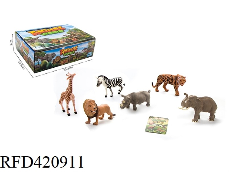 12 6-INCH WILD ANIMALS, 6 ASSORTED [EXQUISITE MODELS] 12PCS