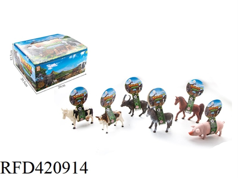 12 8-INCH FARM ANIMALS, 6 MIXED 12PCS