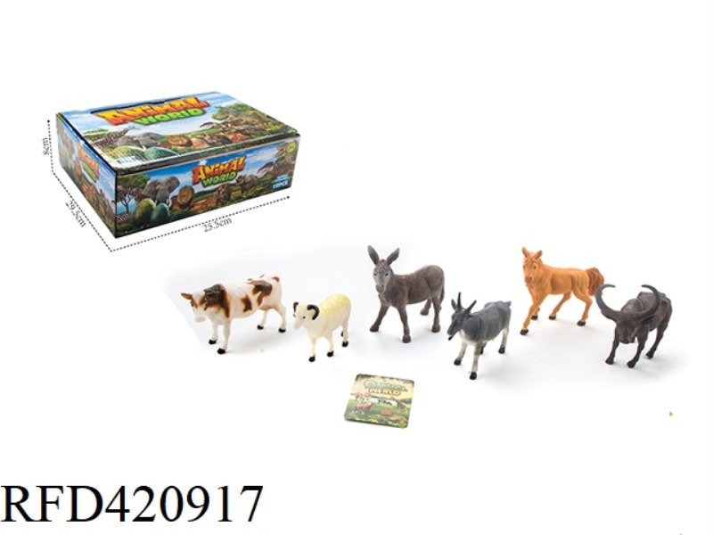 12 6-INCH FARM ANIMALS, 6 MIXED 12PCS