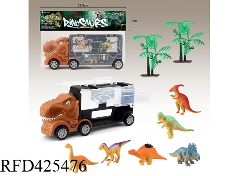 TYRANNOSAURUS STORAGE CART + 6 DINOSAURS + 2 TREES (DOUBLE-SIDED)