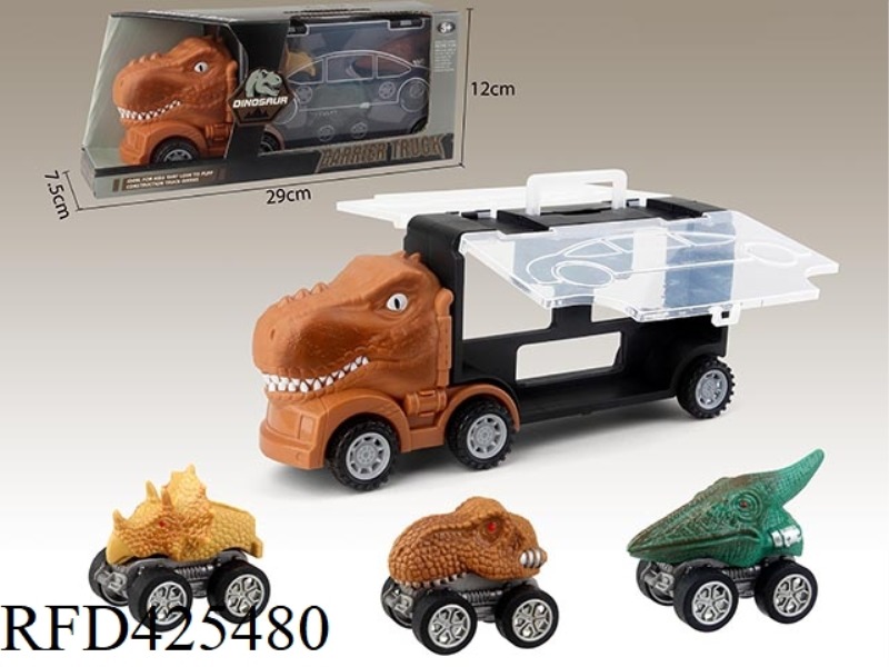 TYRANNOSAURUS STORAGE CAR + PULL BACK DINOSAUR CAR 3 PCS