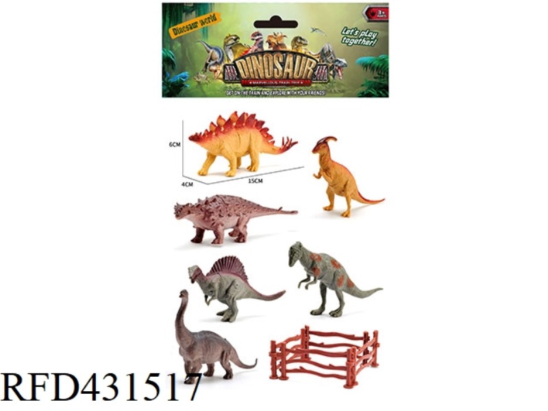 6 6.5 INCH DINOSAURS + FENCE