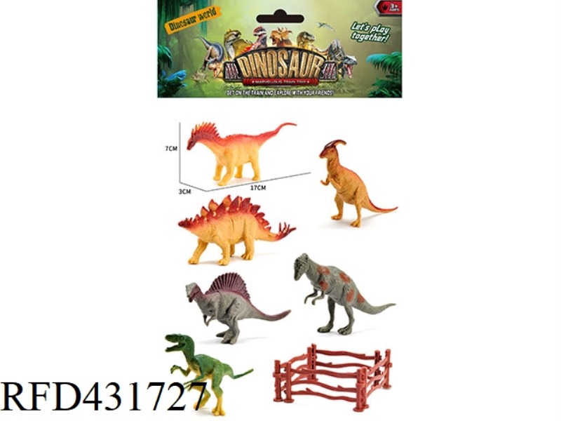 6 6.5 INCH DINOSAURS + FENCE