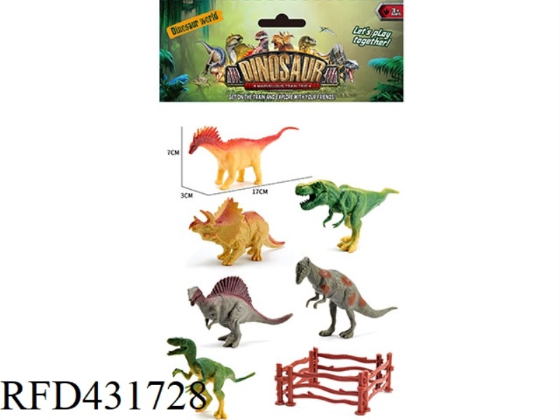 6 6.5 INCH DINOSAURS + FENCE