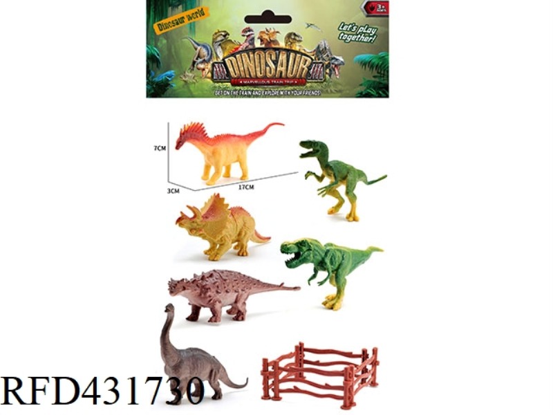 6 6.5 INCH DINOSAURS + FENCE