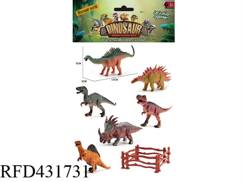 6 6.5 INCH DINOSAURS + FENCE