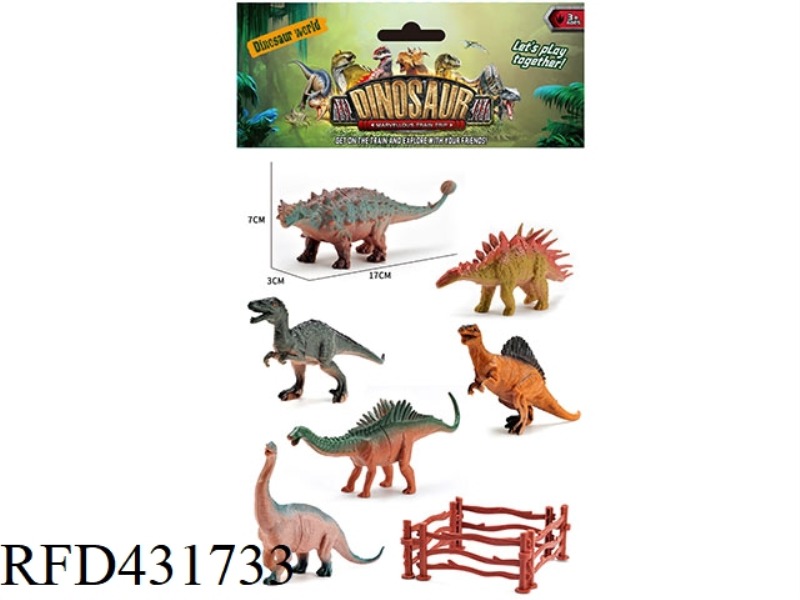 6 6.5 INCH DINOSAURS + FENCE