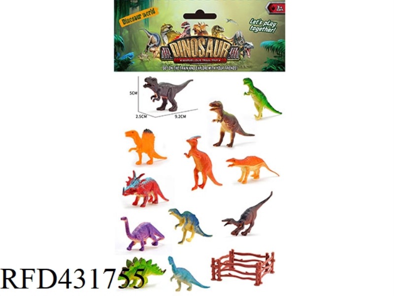 12 4.5 INCH SOLID DINOSAURS + FENCE
