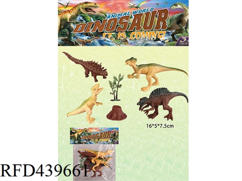 TWO MIXED DINOSAUR SETS (4 PIECES) WITH TREE AND TREE HEAD