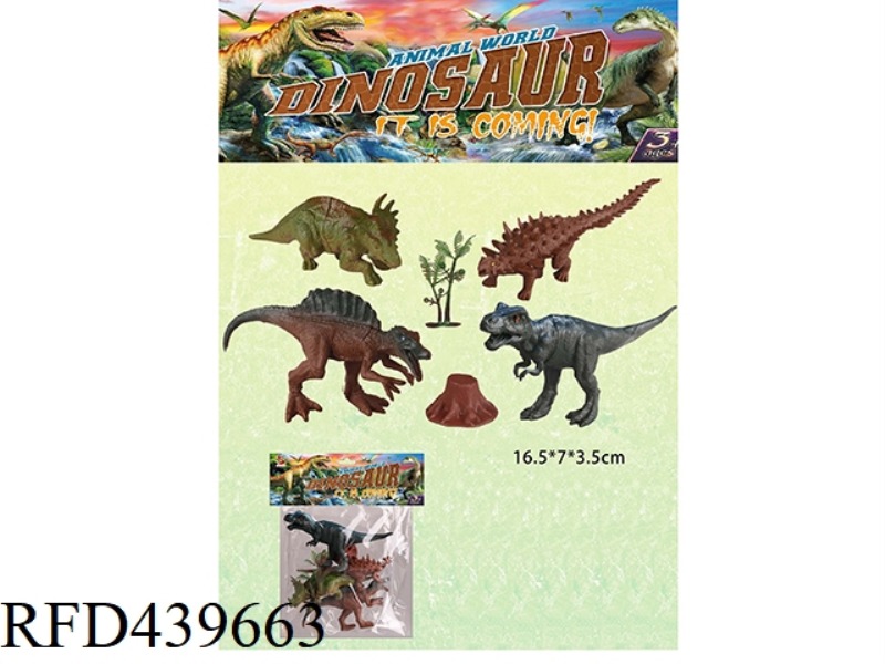 TWO MIXED DINOSAUR SETS (4 PIECES) WITH TREE AND TREE HEAD