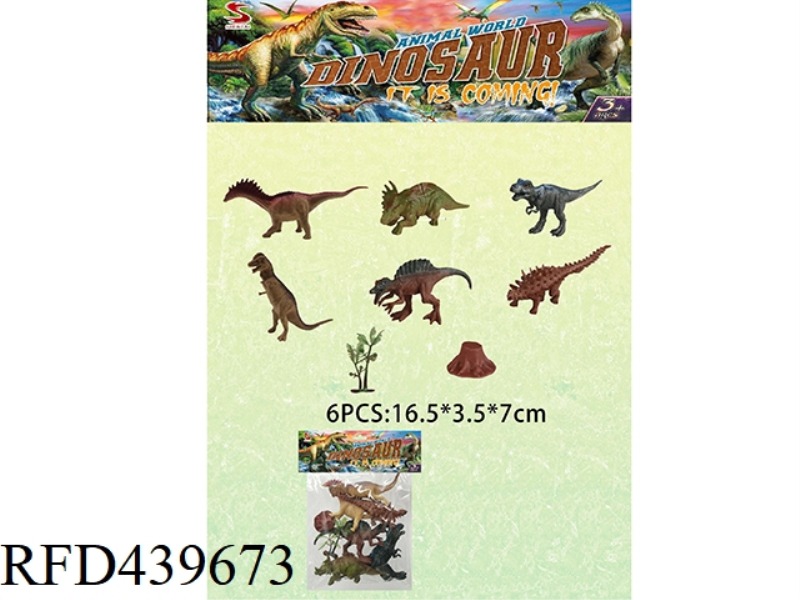 DINOSAUR SET (PACK OF 6) WITH TREE AND TREE HEAD