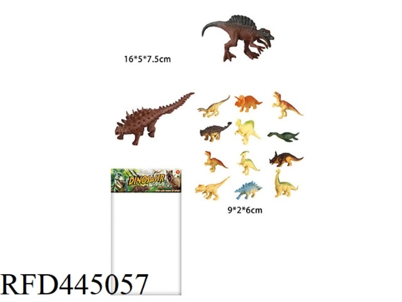DINOSAUR SET (2 LARGE + 12 MEDIUM) 6.5 INCHES AND 3.6 INCHES