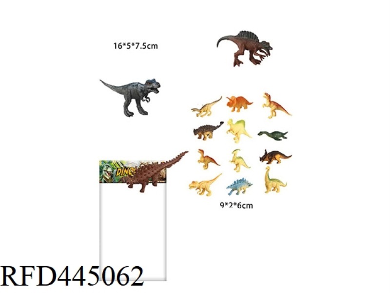 DINOSAUR SET (3 LARGE + 12 MEDIUM) 6.5 INCHES AND 3.6 INCHES
