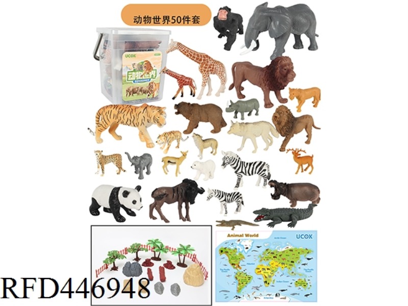 50 PIECE WILD ANIMAL COLLECTION BARREL