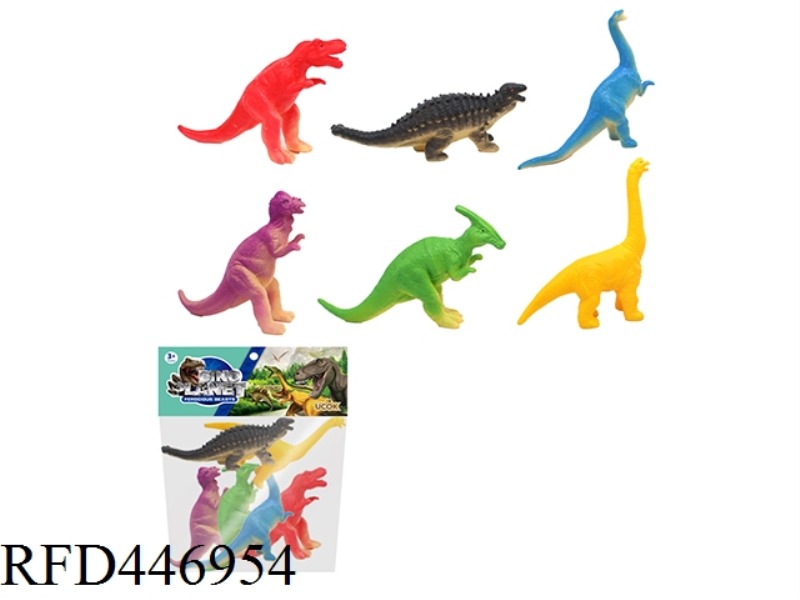 6 9-INCH SOFT GLUE BB WHISTLE DINOSAUR BAGS