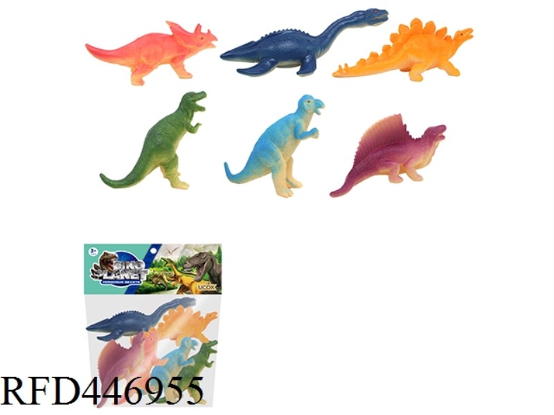 6 9-INCH SOFT GLUE BB WHISTLE DINOSAUR BAGS