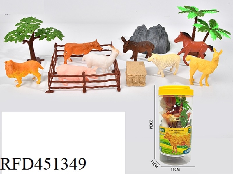 16 PIECE RANCH ANIMAL BARREL