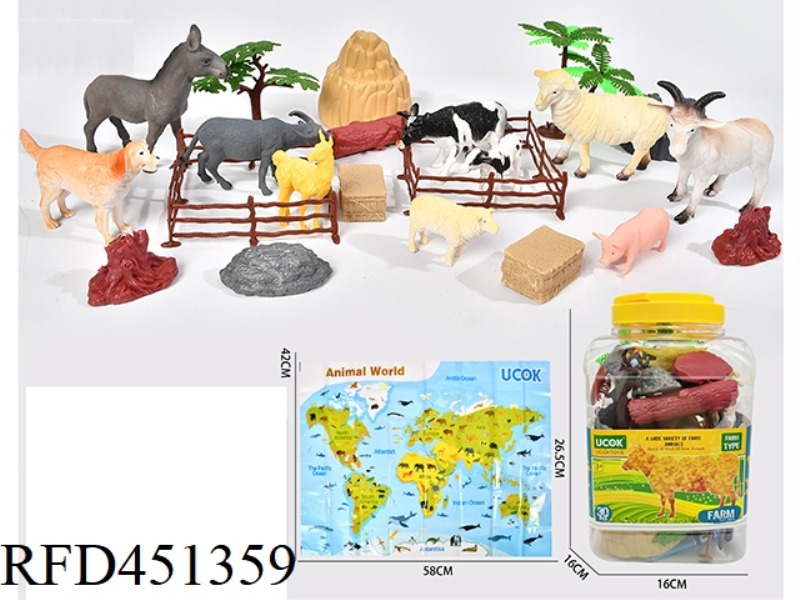 30 PIECE RANCH ANIMAL BARREL
