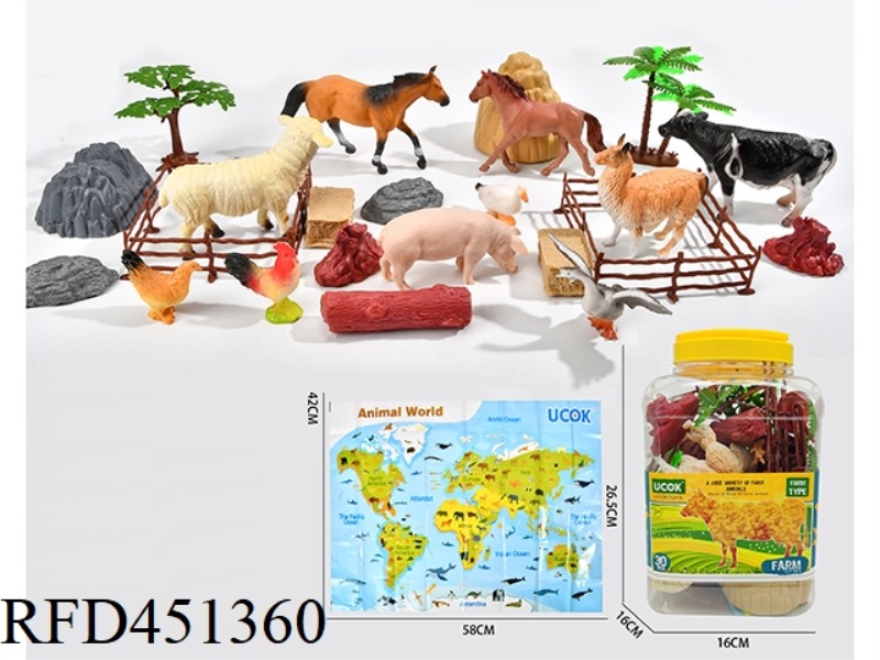 30 PIECE RANCH ANIMAL BARREL