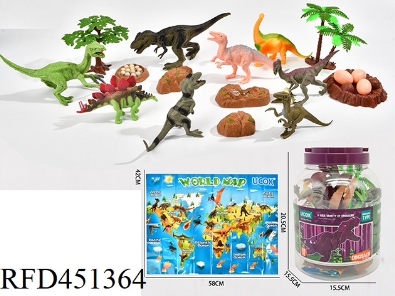 19 PIECE SET OF DINOSAUR BARRELS