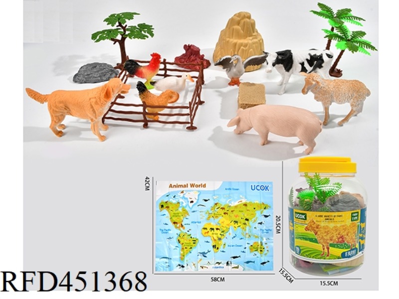19 PIECE RANCH ANIMAL BARREL