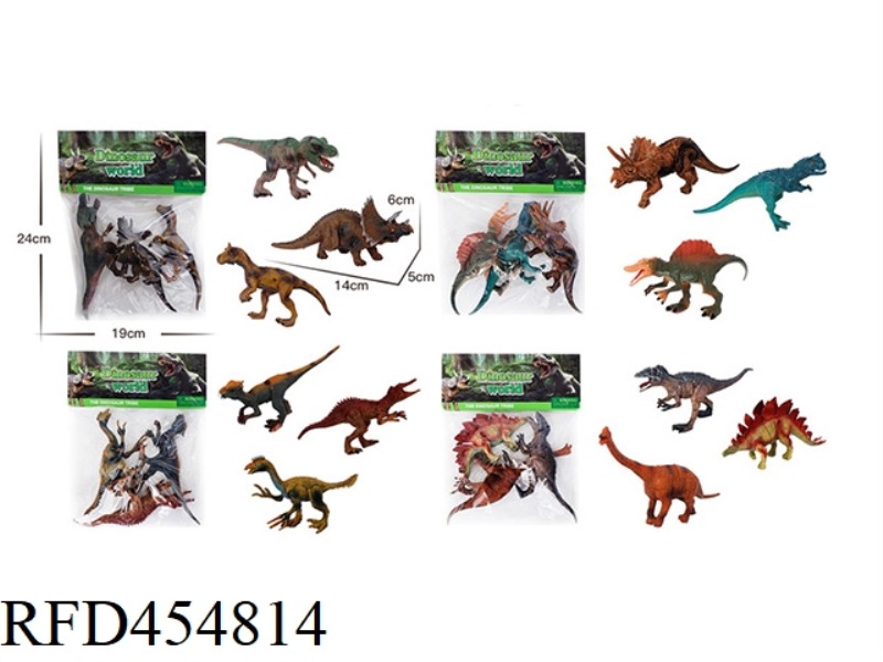 3 6.5-INCH PAINTED DINOSAURS AND 4 MIXED PACKAGES